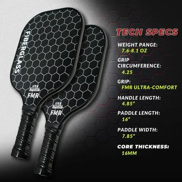 Pickleball Paddles Set of 2 with 4 Balls - USAPA Approved Fiberglass Surface, - Picture 3 of 7